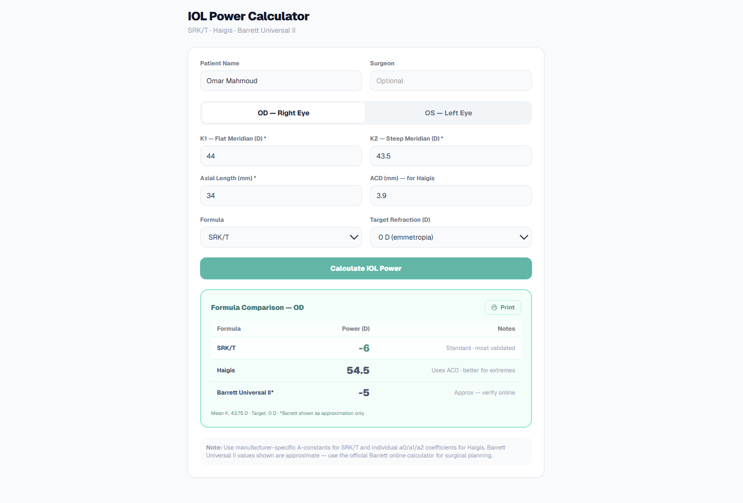 IOL Calculator